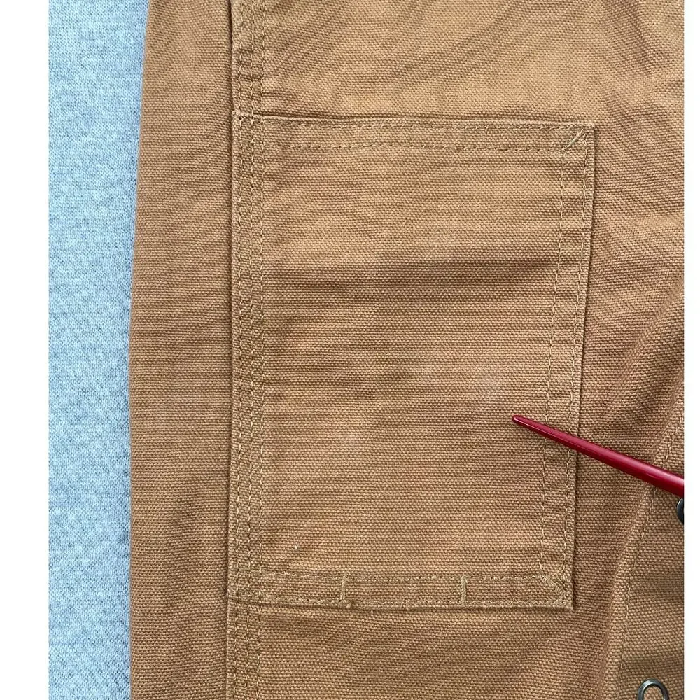 Carhartt Baby Canvas Bib Overalls 6M Brown 100% Cotton Leg Snaps Pocket Patch